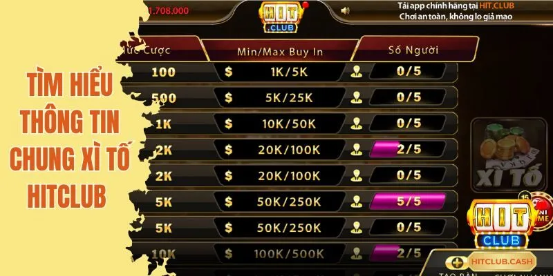 Tìm hiểu thông tin chung Xì tố Hitclub